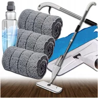 Miotły, szufle, mopy - MOP ZE SPRYSKIWACZEM PŁASKI DŁUGI 120cm 350ml + 3X MIKROFIBRA WKŁADY - miniaturka - grafika 1