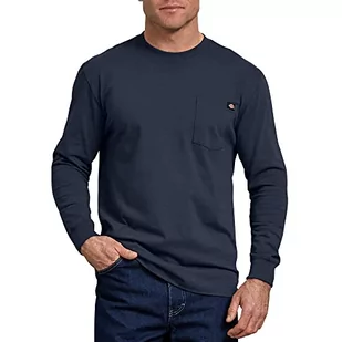 Dickies - Koszulka męska, przednia kieszeń z długimi rękawami, 100% bawełna, Ciemnogranatowy, XL - Koszulki męskie - miniaturka - grafika 1
