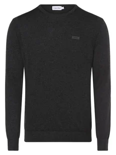 Calvin Klein - Sweter męski z dodatkiem jedwabiu, szary - Swetry męskie - miniaturka - grafika 1