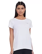 Koszulki i topy damskie - Under Armour UA HeatGear Armour Short Sleeve damska koszulka funkcyjna z krótkim rękawem i ściśle przylegającym krojem, biały, xl - miniaturka - grafika 1