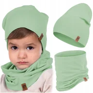 Czapki dla dzieci - Czapka Dziecięca Wiosenna Jesienna Komin Komplet Bawełna Dla Dzieci 48-56 - miniaturka - grafika 1