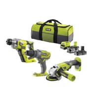 Zestawy elektronarzędzi - Ryobi Zestaw 3 elektronarzędzi 18V z torbą | RCK183D-242S - miniaturka - grafika 1