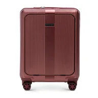 Walizki - Walizka kabinowa z polikarbonu i kieszenią na laptopa 15” burgund - miniaturka - grafika 1