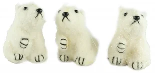 zestaw 3 uroczych niedźwiedzi polarnych z tkaniny o długości ok. 7 cm - dekoracja świąteczna - Ozdoby bożonarodzeniowe - miniaturka - grafika 1