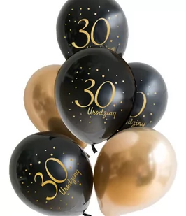 Balony czarne z nadrukiem "30 Urodziny" 6 szt. - Balony i akcesoria - miniaturka - grafika 1