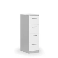 Szafy biurowe - Kartoteka metalowa KOMBI z drewnianym frontem A4, 4 szuflady, szary/biały - miniaturka - grafika 1