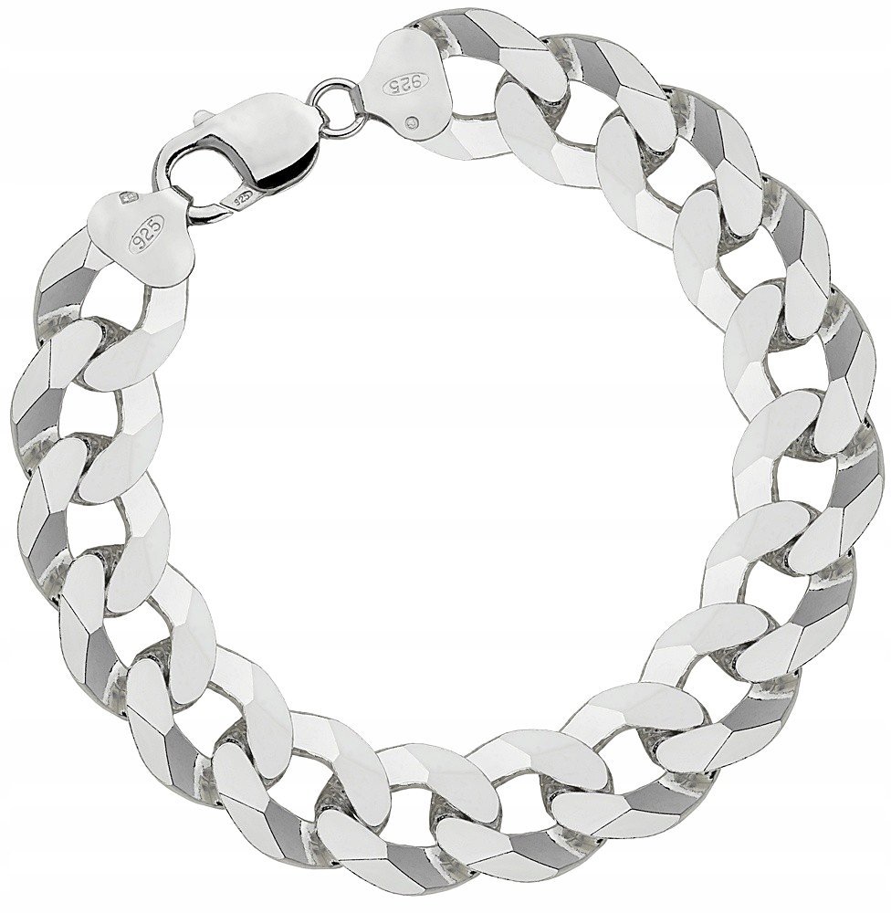 Srebrna Bransoletka Męska Pancerka 1,20 cm Diamentowana 925 Grawer Gratis