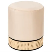 Pufy i podnóżki - Puf welurowy kremowy YANKTON - miniaturka - grafika 1