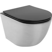 Miski WC - Mexen Lena Miska Wc Rimless Z Deską Wolnoopadającą, Duroplast, Czarna Mat/Srebrna Wzór Linie - 30224073 - miniaturka - grafika 1