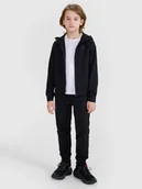 Bluzy dla chłopców - 4F Bluza sportowa rozpinana z kapturem chłopięca - czarna 122/128 (6-8 lat) - miniaturka - grafika 1