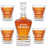 Karafki - Karafka geometric z 4 szklankami i grawerem dla świadka jako - miniaturka - grafika 1