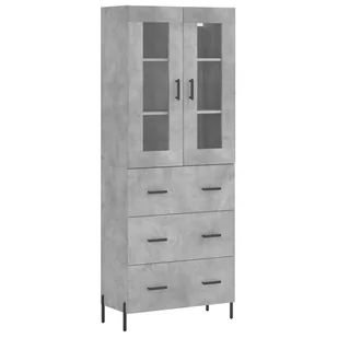 Witrynka, szarość betonu 69,5x34x180 cm materiał drewnopochodny Lumarko! - Witryny - miniaturka - grafika 3