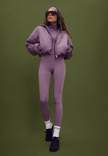 Stradivarius Pikowana kurtka puchowa Liliowy M - Kurtki damskie - miniaturka - grafika 1