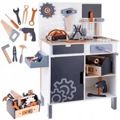 Zabawy w naśladowanie dorosłych - Duży Warsztat Drewniany + Narzędzia i Skrzynka dla Majsterkowicza Jakość - miniaturka - grafika 1