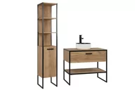 Meble łazienkowe - Zestaw mebli łazienkowych BROOKLIN 800 + 827 125 cm dąb craft złoty - miniaturka - grafika 1