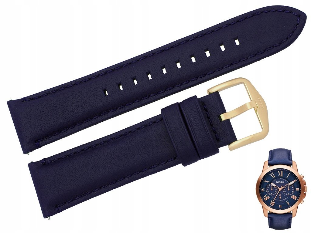 Pasek do zegarka Fossil FS4835 granatowy 22 mm oryginał