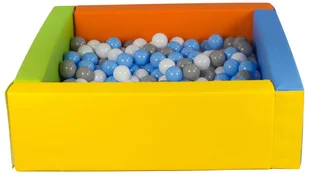 Kwadratowy suchy basen z ekoskóry z 300 piłeczkami (żółty, zielony, niebieski, pomarańczowy/biały, jasnoniebieski, szary) - Suche baseny - miniaturka - grafika 1