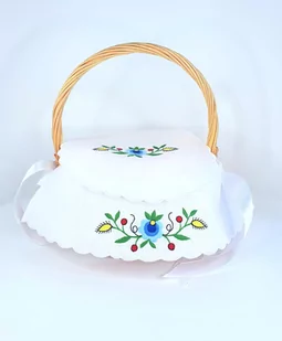 Folkowa Serwetka Do Koszyczka Wielkanocnego Z Haftem Kaszubskim - Wielkanoc - miniaturka - grafika 1