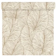 Tapety - Tapeta w liście Leafs kremowo-złota winylowa na flizelinie - miniaturka - grafika 1
