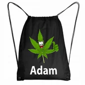 Plecaki worki - WOREK SZKOLNY NA WF Plecak Marihuana Zioło + IMIĘ - miniaturka - grafika 1