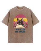 Koszulki męskie - Koszulka oversize efekt sprania Buldog francuski Słodki brązowy XL - miniaturka - grafika 1