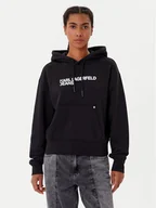 Bluzy damskie - Karl Lagerfeld Jeans Bluza A2W20053 Czarny Regular Fit - miniaturka - grafika 1