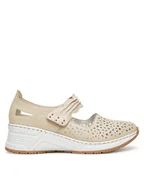 Półbuty damskie - Rieker Półbuty N4382-60 Beżowy - miniaturka - grafika 1