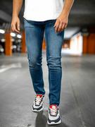 Spodnie męskie - Granatowe spodnie jeansowe męskie slim fit Denley 6528 - miniaturka - grafika 1