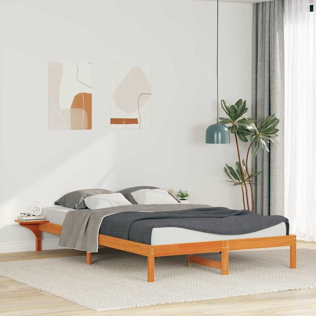 vidaXL vidaXL Łóżko z bocznymi stolikami Woskowy Brąz 160 x 210 cm