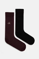 Skarpetki męskie - Calvin Klein skarpetki 2-pack męskie kolor bordowy 701229432 - miniaturka - grafika 1