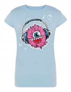 T-Shirt fajny kolorowy nadruk Potwór Muzyka r.M - Koszulki i topy damskie - miniaturka - grafika 1