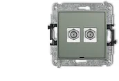 Gniazdka elektryczne - Karlik MINI Mechanizm gniazda antenowego podwójnego typu F SAT niklowany szałwiowy 61MGFBO-2 - miniaturka - grafika 1