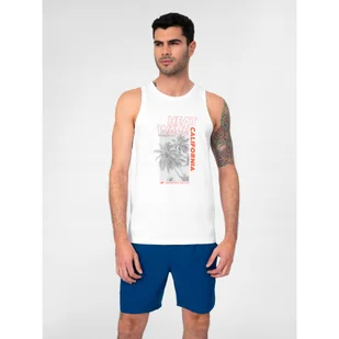 Męska Koszulka Bez Rękawów 4F Tank Top Biały SS23TTSHM354-10S - Koszulki sportowe męskie - miniaturka - grafika 1