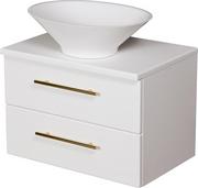 Szafki łazienkowe - Szafka wisząca biały mat z umywalką nablatową 60 cm Belli Gold Gante - miniaturka - grafika 1