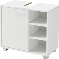 Szafki łazienkowe - Szafka podumywalkowa 56 x 60 x 31 cm Szafka łazienkowa z wycięciem na syfon Szafka łazienkowa z drzwiczkami szafki 3 schowki Biały [en.casa] - miniaturka - grafika 1