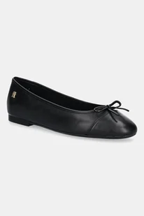 Tommy Hilfiger baleriny skórzane TOE CAP LEATHER BALLERINA kolor czarny FW0FW08759 - Baleriny - miniaturka - grafika 1