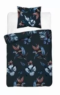 Pościel - Detexpol Pościel satynowa 140x200 4769 B granatowa kwiaty Home Satin 54 - miniaturka - grafika 1