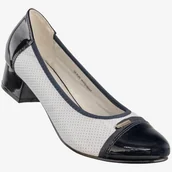 Czółenka - Czółenka Damskie Ekoskóra Buty Na Klocku Niskie Białe Goodin GD-FL69 Biały 38 - miniaturka - grafika 1