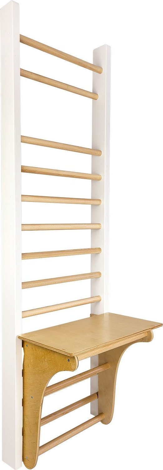 UnderFit Drabinka gimnastyczna Leon 230 x 80 cm biała + drążek + blat