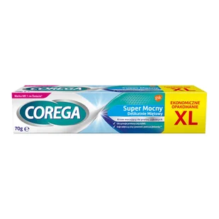 Corega - Super Mocny Delikatnie Miętowy, krem do protez zębowych, 70 g - Higiena protez i aparatów ortodontycznych - miniaturka - grafika 1