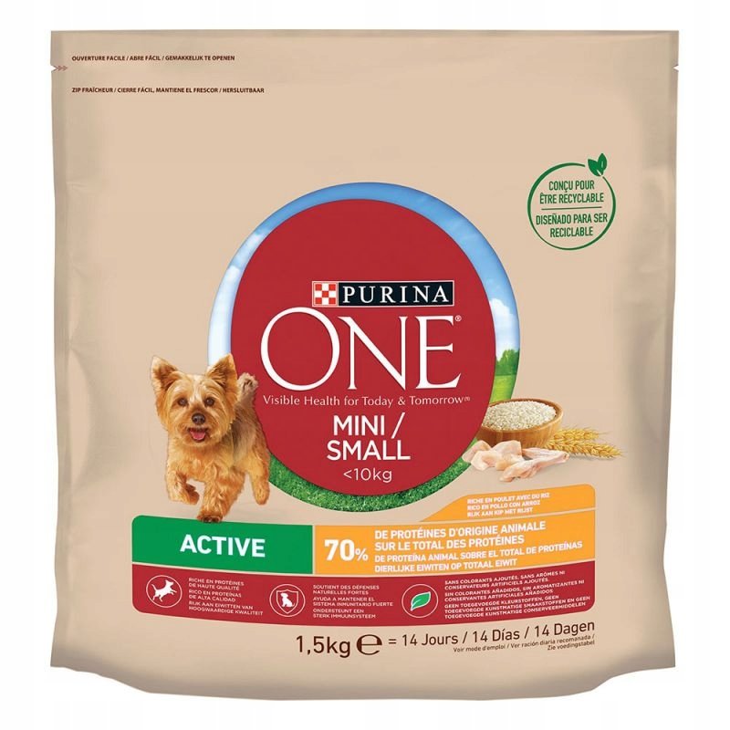 Purina One 34% taniej! Purina One 7 9 kg Mini Active kurczak i ryż 9 kg