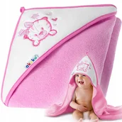 Okrycia kąpielowe dla dzieci - Akuku Okrycie kąpielowe 100x100 ręcznik z kapturkiem - Różowy Tygrys OK 100X100 A1253 RÓŻ - miniaturka - grafika 1