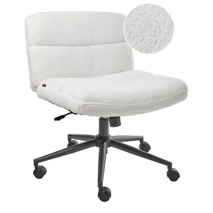 Fotel biurowy, krzesło biurowe Beliani Krzesło obrotowe CATLIN Boucle Biały - Fotele i krzesła biurowe - miniaturka - grafika 1