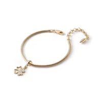 Bransoletki - Bransoletka Slim z zawieszką typu beads – koniczynka z cyrkoniami, srebro 925 w złotym pokryciu - miniaturka - grafika 1
