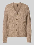 Swetry damskie - Kurtka z dzianiny o kroju regular fit z dodatkiem wełny model ‘NINA’ - miniaturka - grafika 1