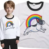 Piżamy dla dziewczynek - Piżama dziecięca Pies Buldog Jednorożec Tęcza 86/92 - VoloDonum - miniaturka - grafika 1