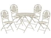 Meble ogrodowe - Shumee Shumee Zestaw ogrodowy stół i 4 krzesła metalowy złamana biel BIVIO 265709 - miniaturka - grafika 1