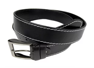 Pasek Męski Skórzany PAS-MAX (PL) Skóra Licowa EXTRA 40 mm Czarny Z Białą Nitką - Paski - miniaturka - grafika 3