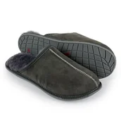 Kapcie męskie - Kapcie Męskie skórzane szare wełniane r.40 - miniaturka - grafika 1