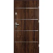 Drzwi zewnętrzne - Drzwi zewnętrzne ATENA pełne inox orzech 90 prawe RADEX - miniaturka - grafika 1